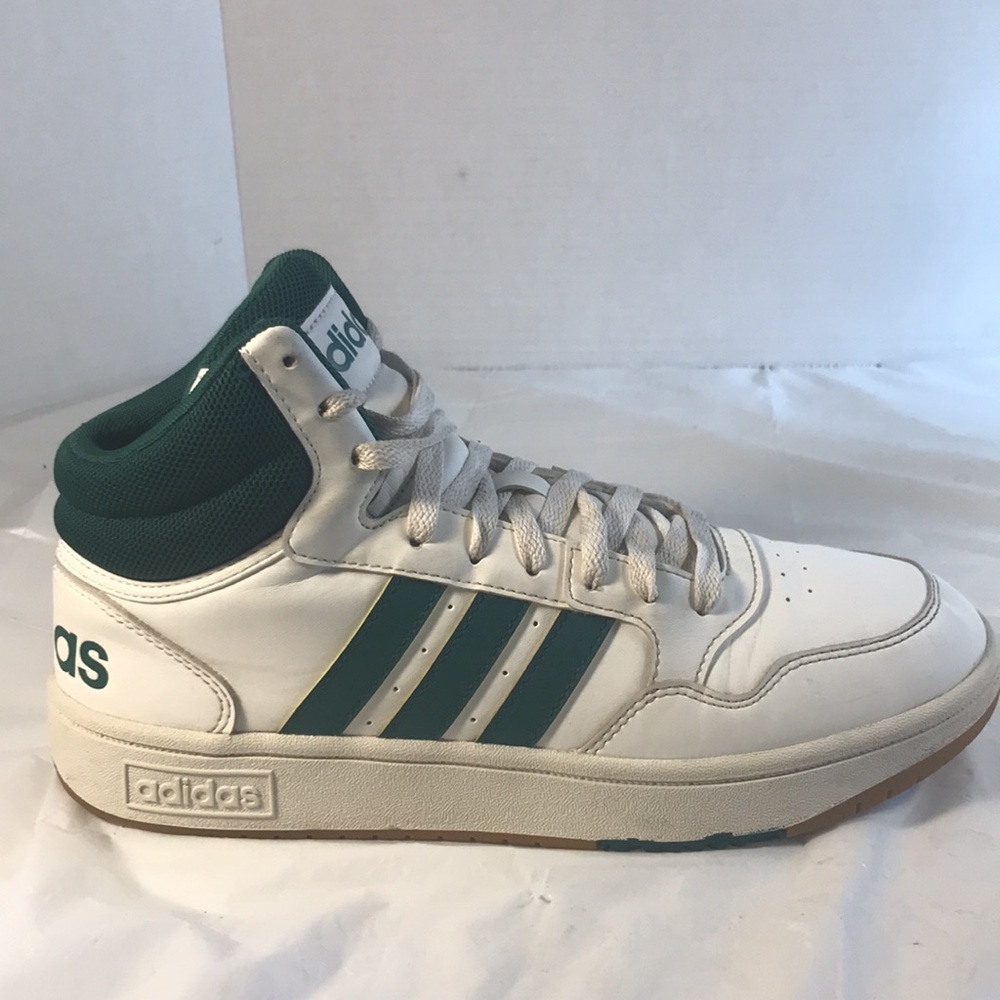 Men’s Adidas Hoops 3.0 Mid Top Green & White Basketball Sneakers size 8